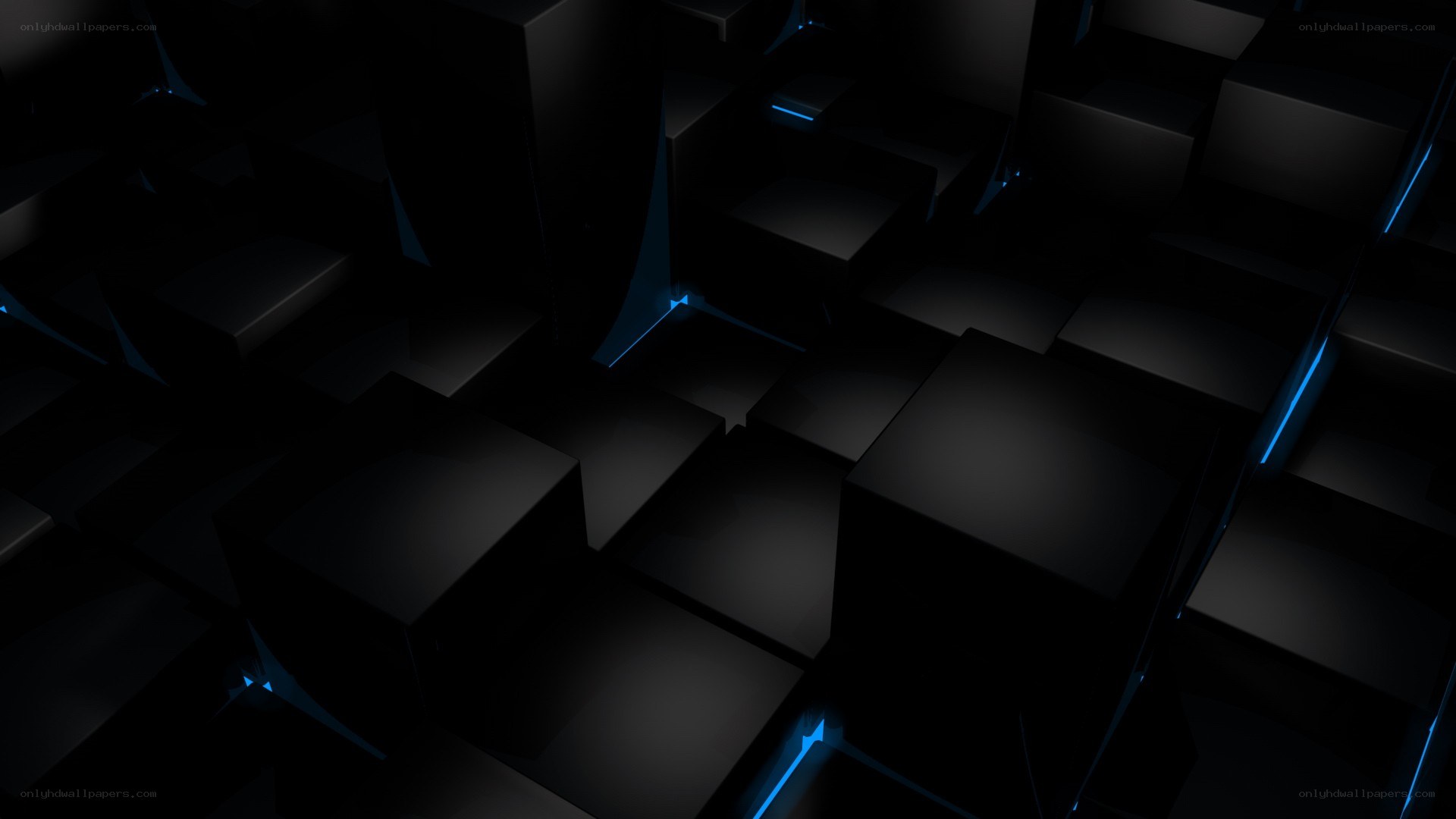 dark cubes with blue light