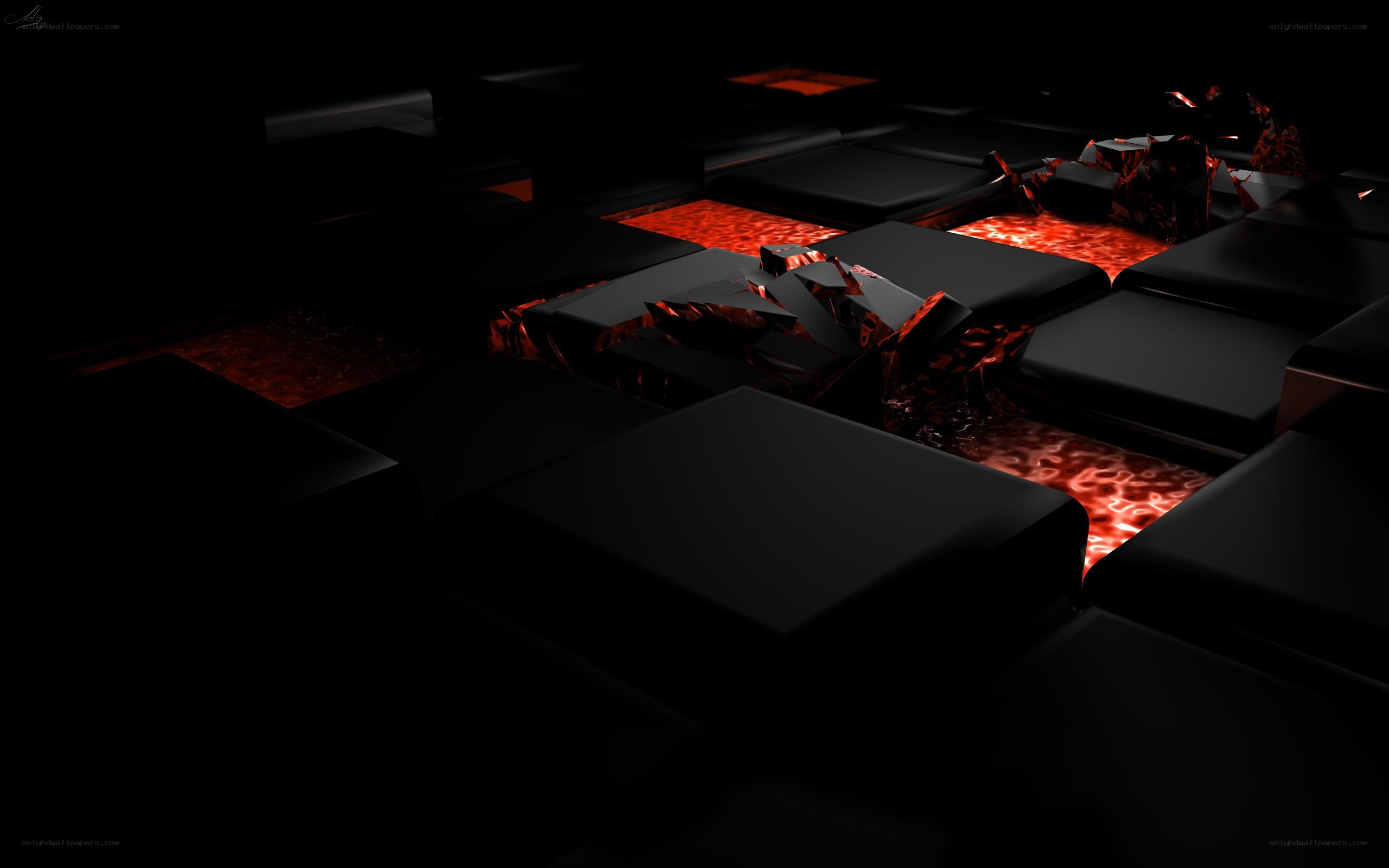 dark cubes with glowing lava