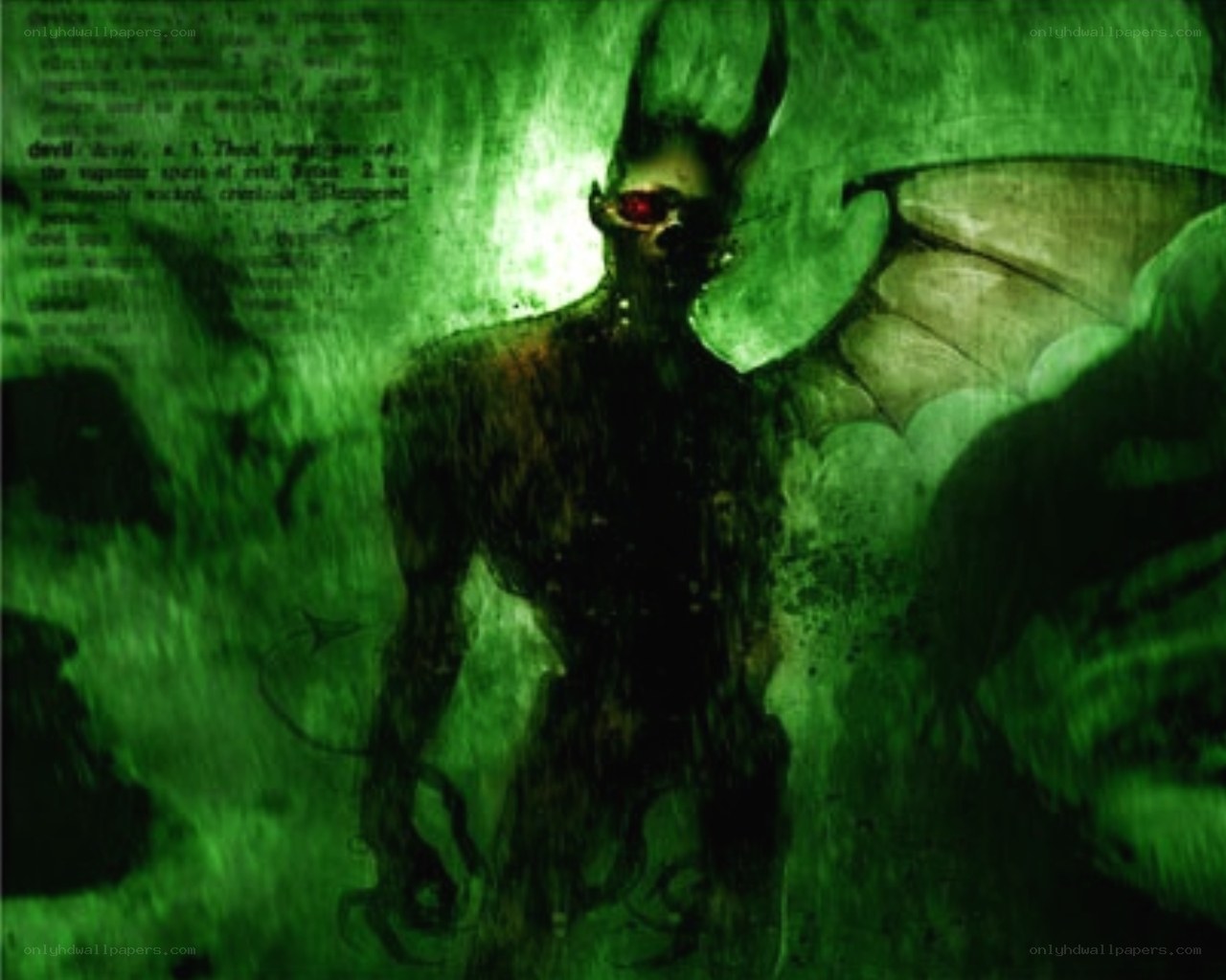 dark demon with red eyes
