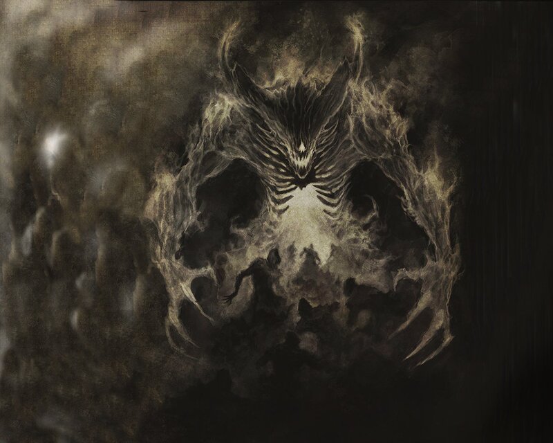 Dark Demonic Entity — Black, Dramatic, Digital Art