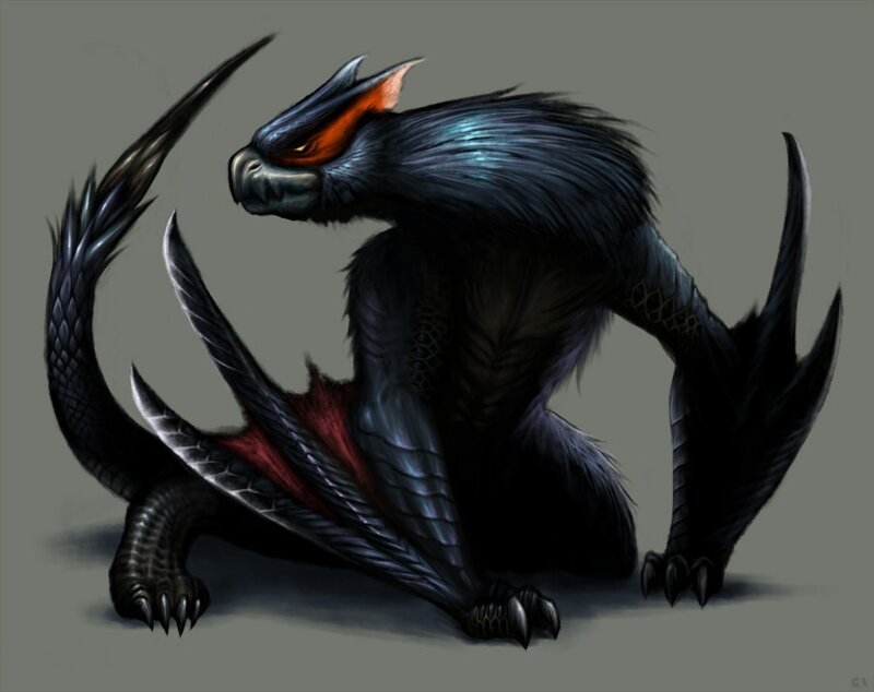 dark dragon creature concept