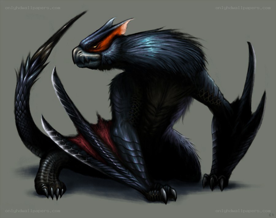 dark dragon creature concept