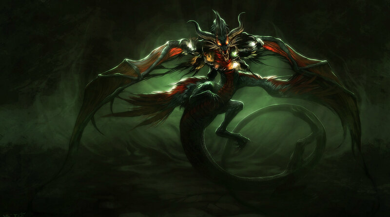 Dark Dragon Creature — Green