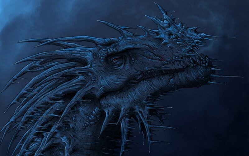 dark dragon head portrait