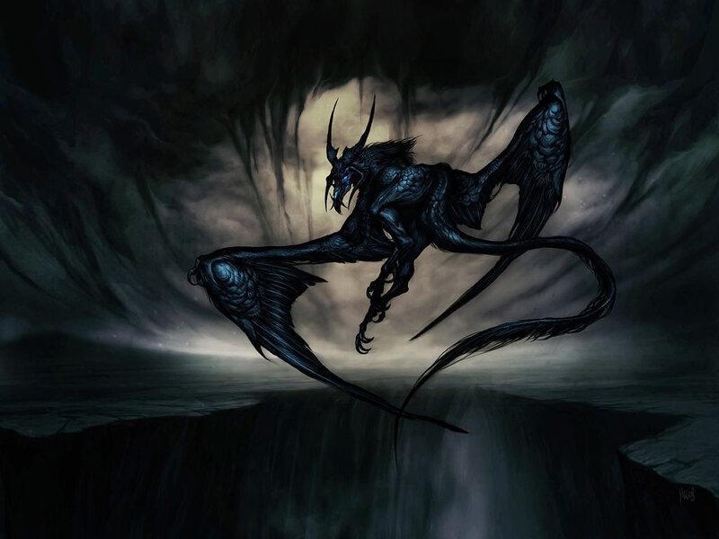 dark dragon in a cave