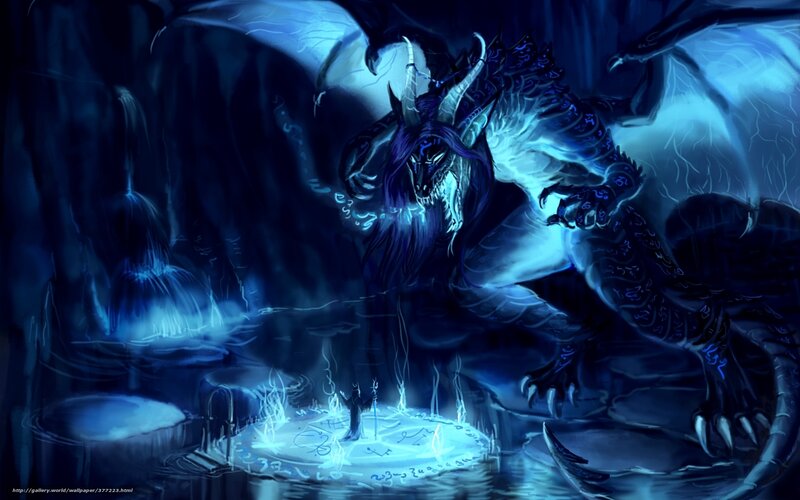 Dark dragon in a cave