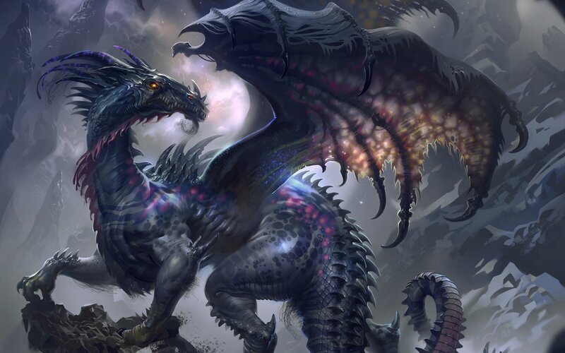 Dark dragon in a storm