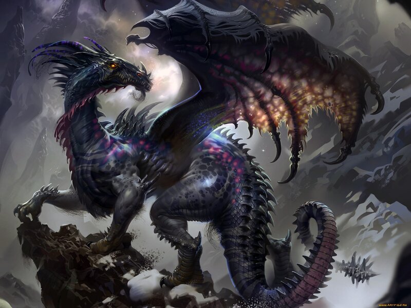 Dark dragon in a storm