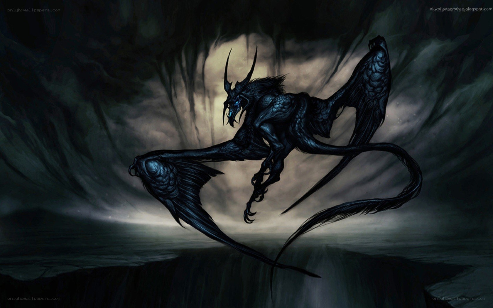 dark dragon in cavern