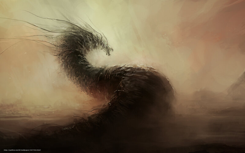 Dark dragon in mist