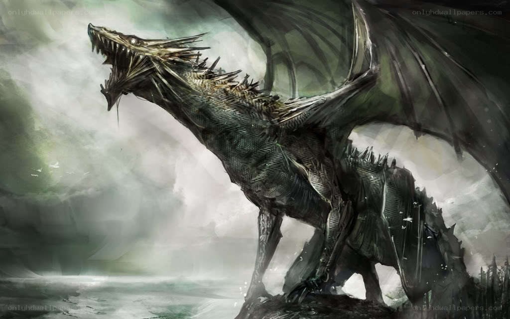 Dark dragon in storm