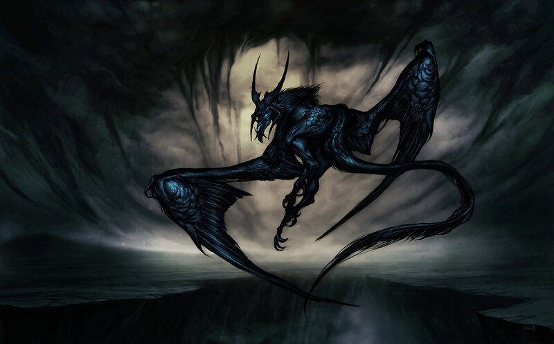 dark dragon in storm