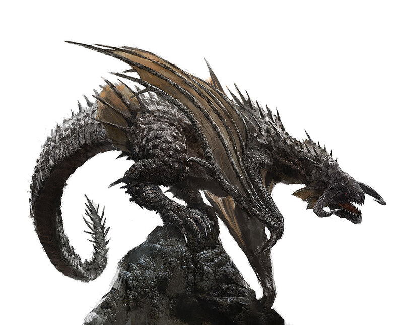 dark dragon on rock