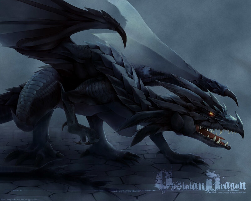 dark dragon on stone ground