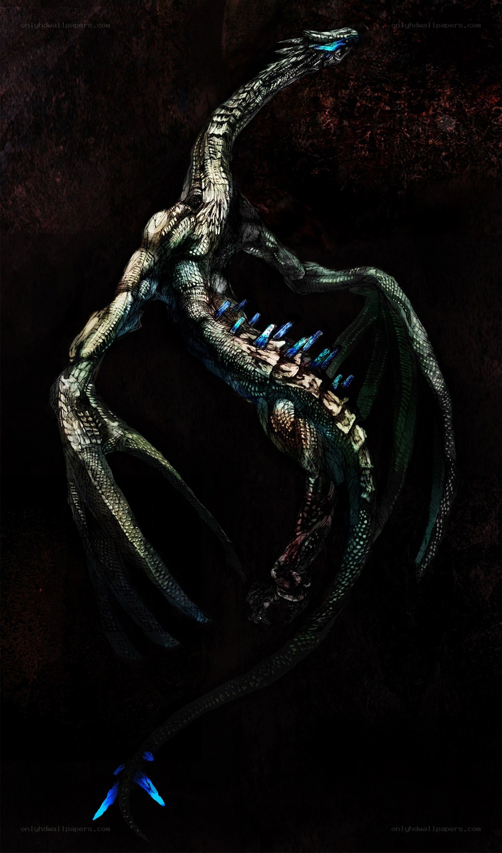 Dark dragon with glowing blue accents