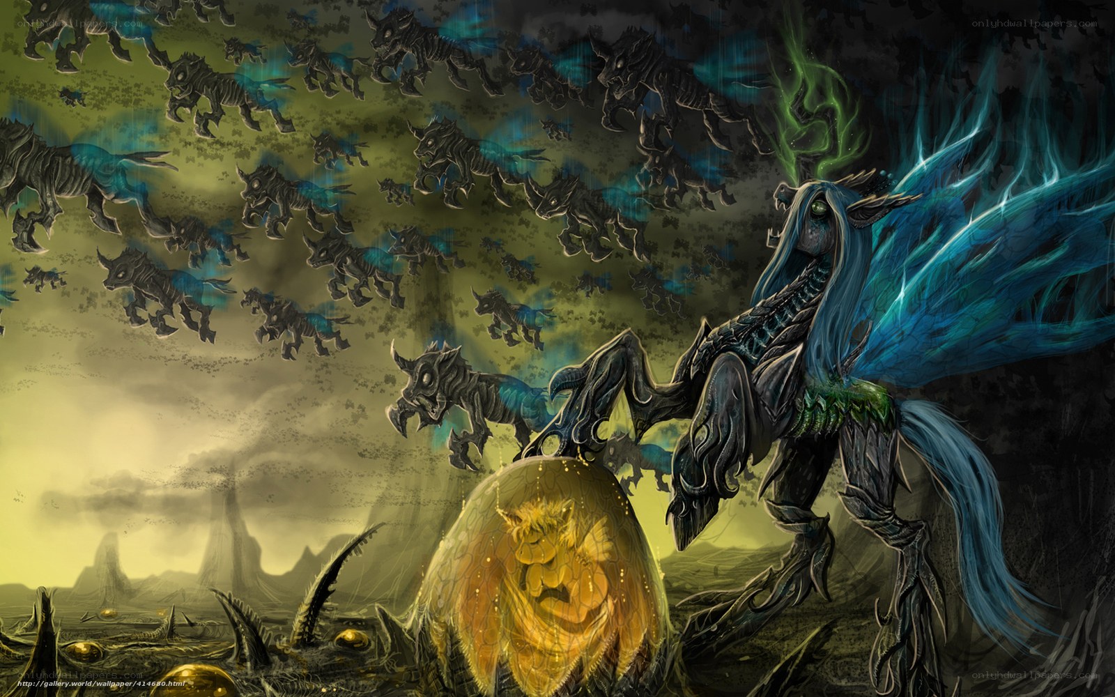 Dark dragon with glowing egg