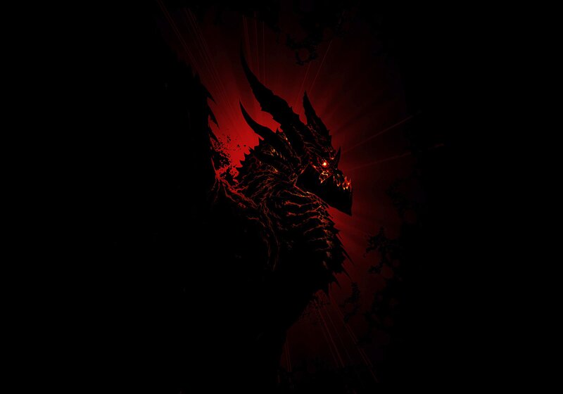 dark dragon with glowing eyes