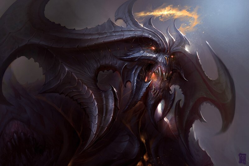 Dark Dragon with Glowing Eyes — Black, Dramatic, Menacing