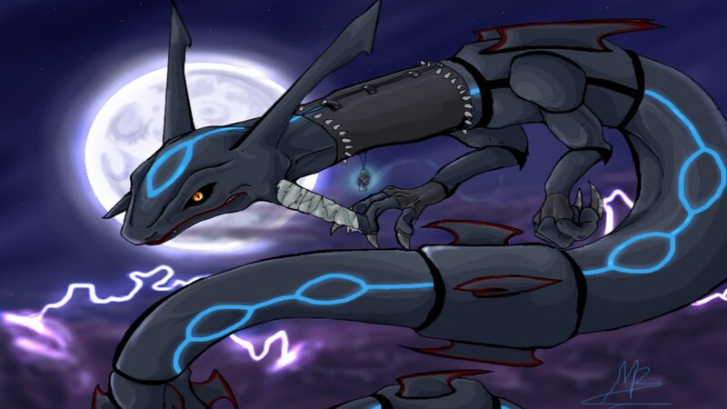 Dark Dragon with Glowing Lines