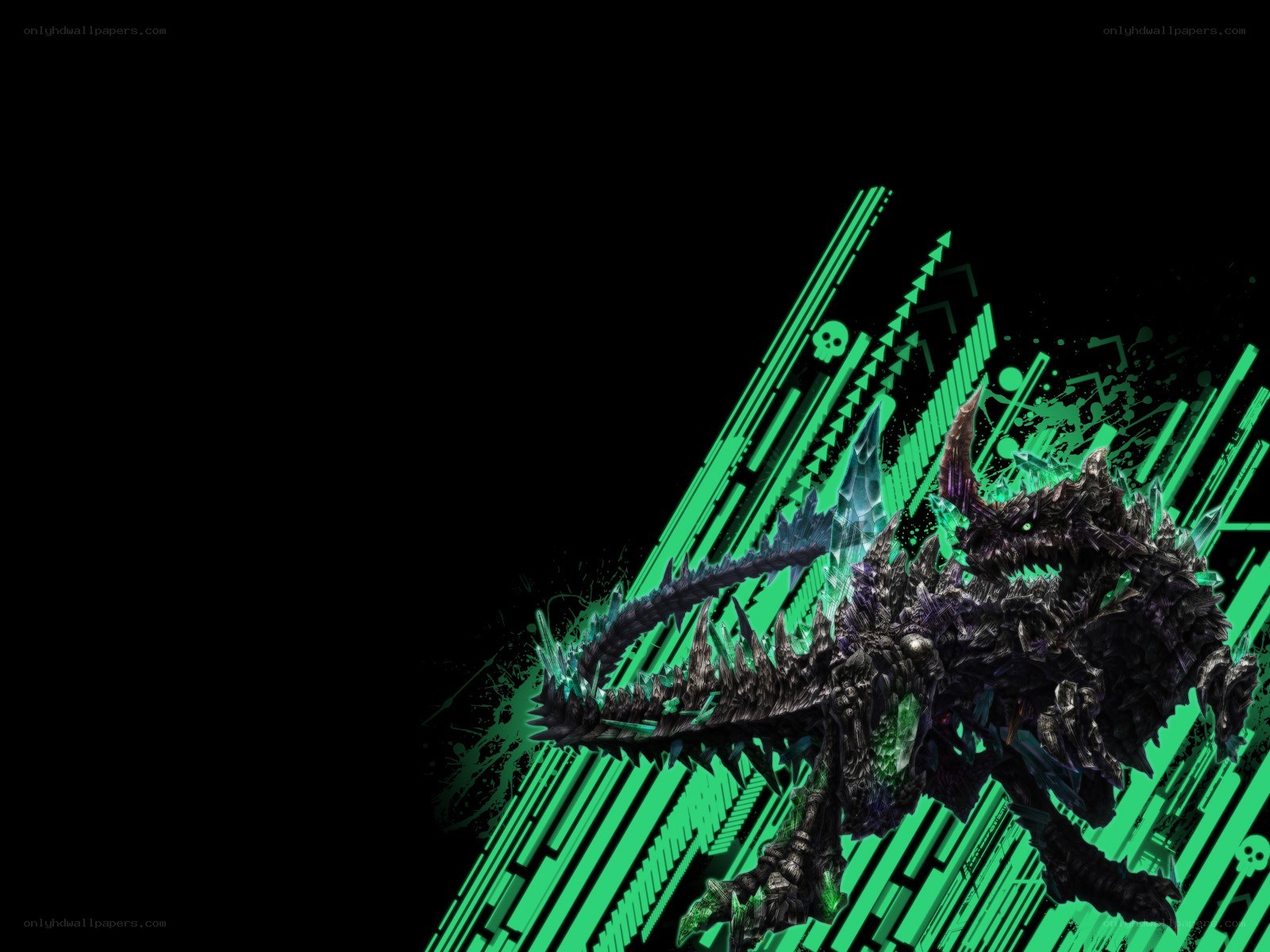 dark dragon with green energy