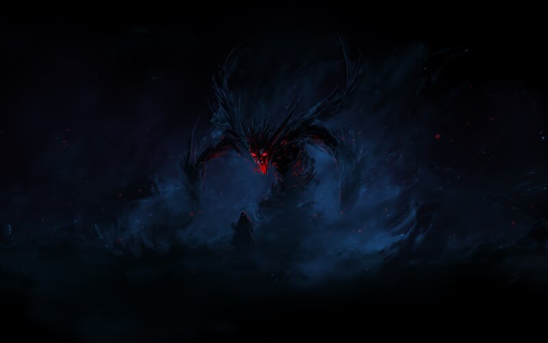 Dark Dragon with Red Eyes — Black