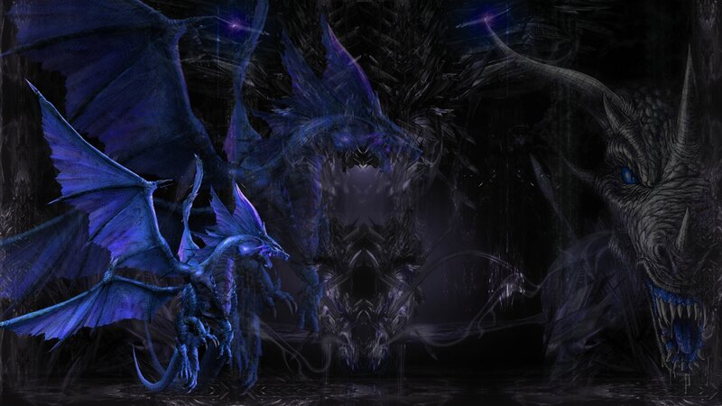 Dark dragons in a cavern