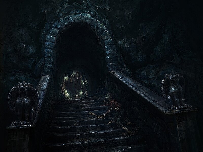 Dark dungeon staircase