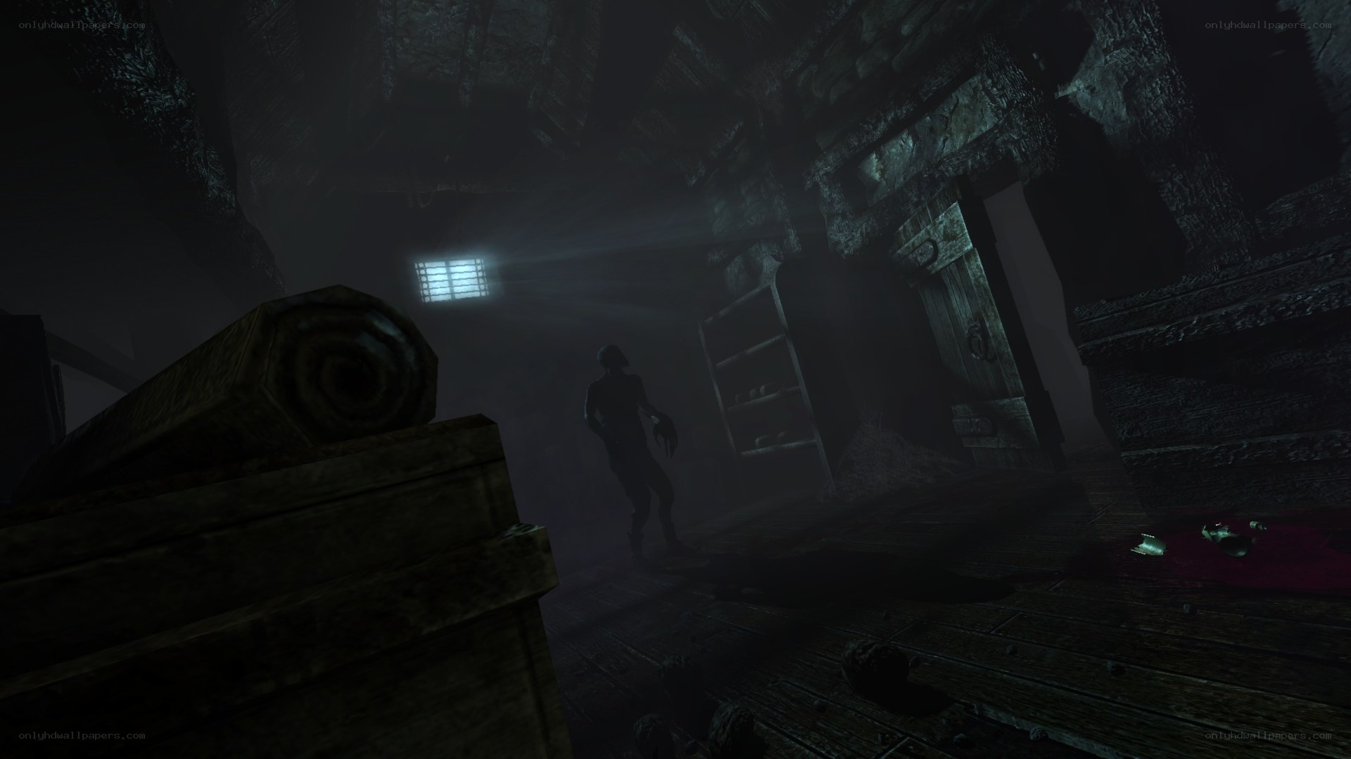 dark dungeon with zombie