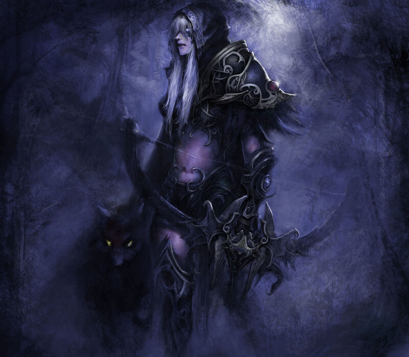 dark elf archer in shadow