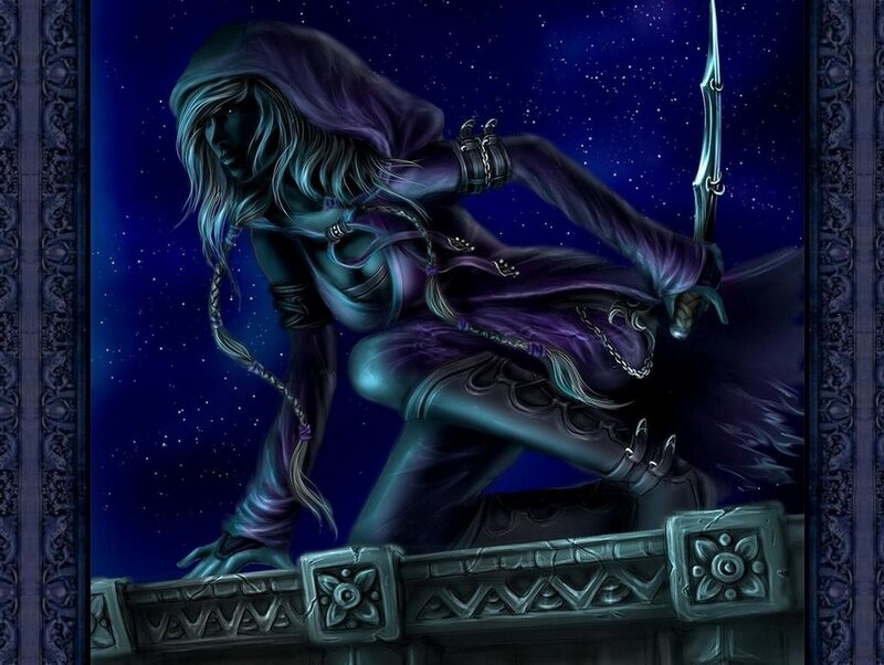 dark elf archer on a balcony