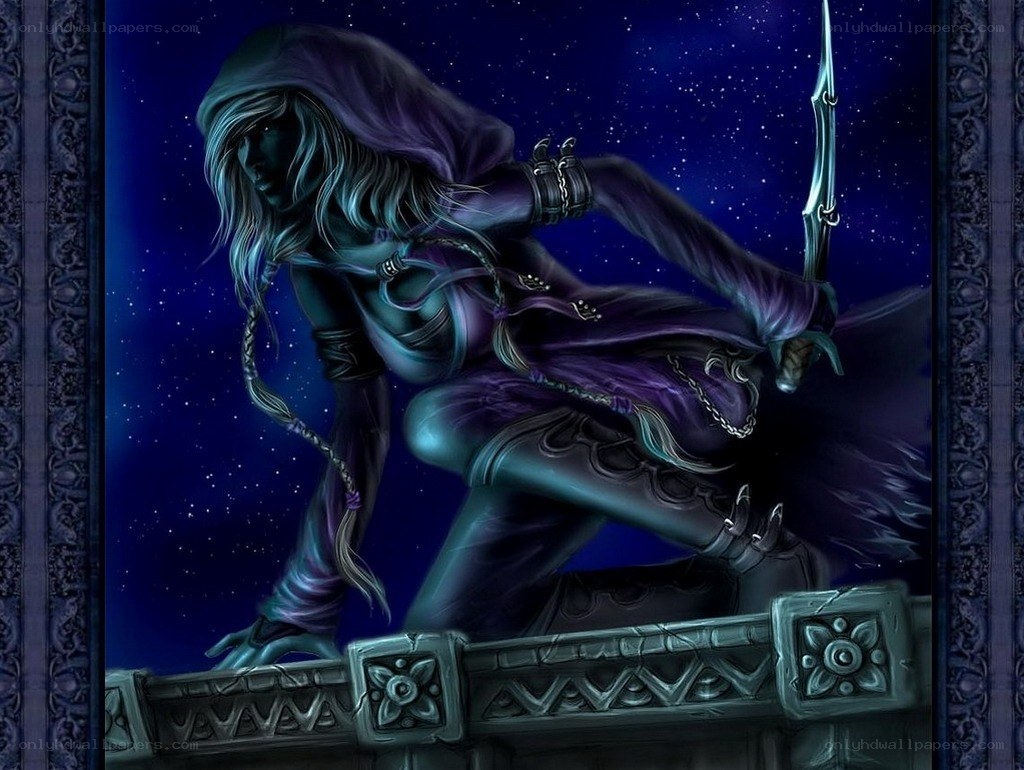 Dark elf archer on a balcony