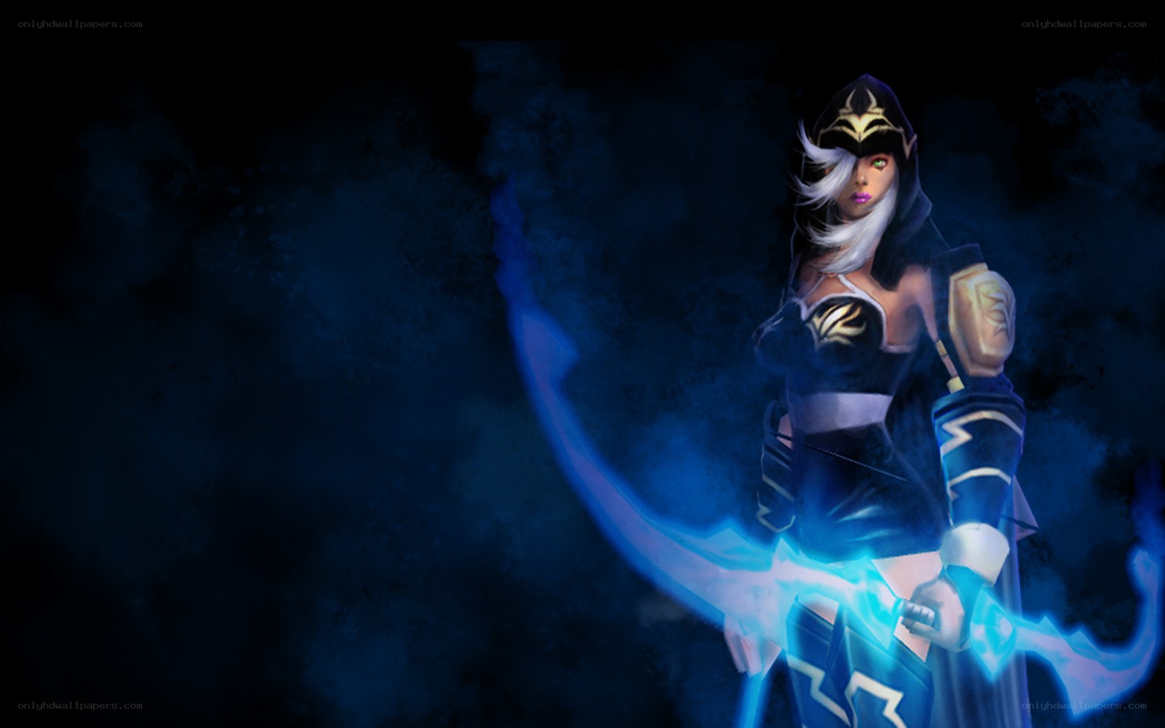 dark elf archer with glowing bow