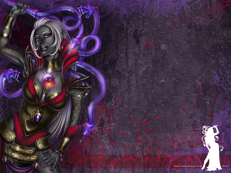 dark elf sorceress with serpents