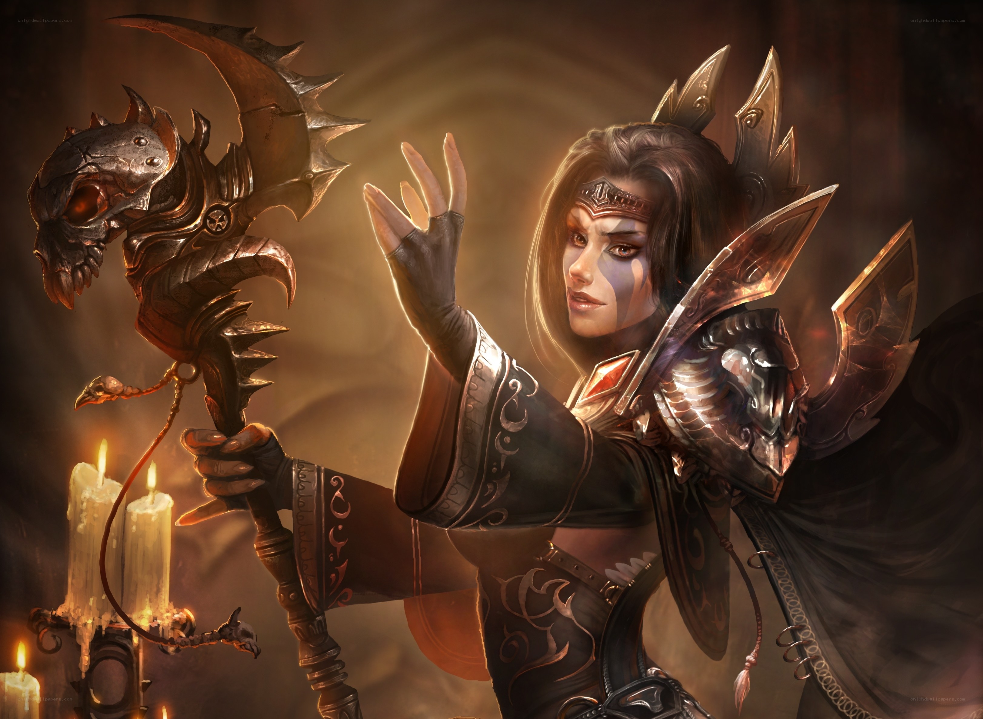 Dark elf sorceress with staff