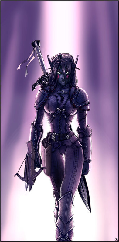 dark elf warrior with sword