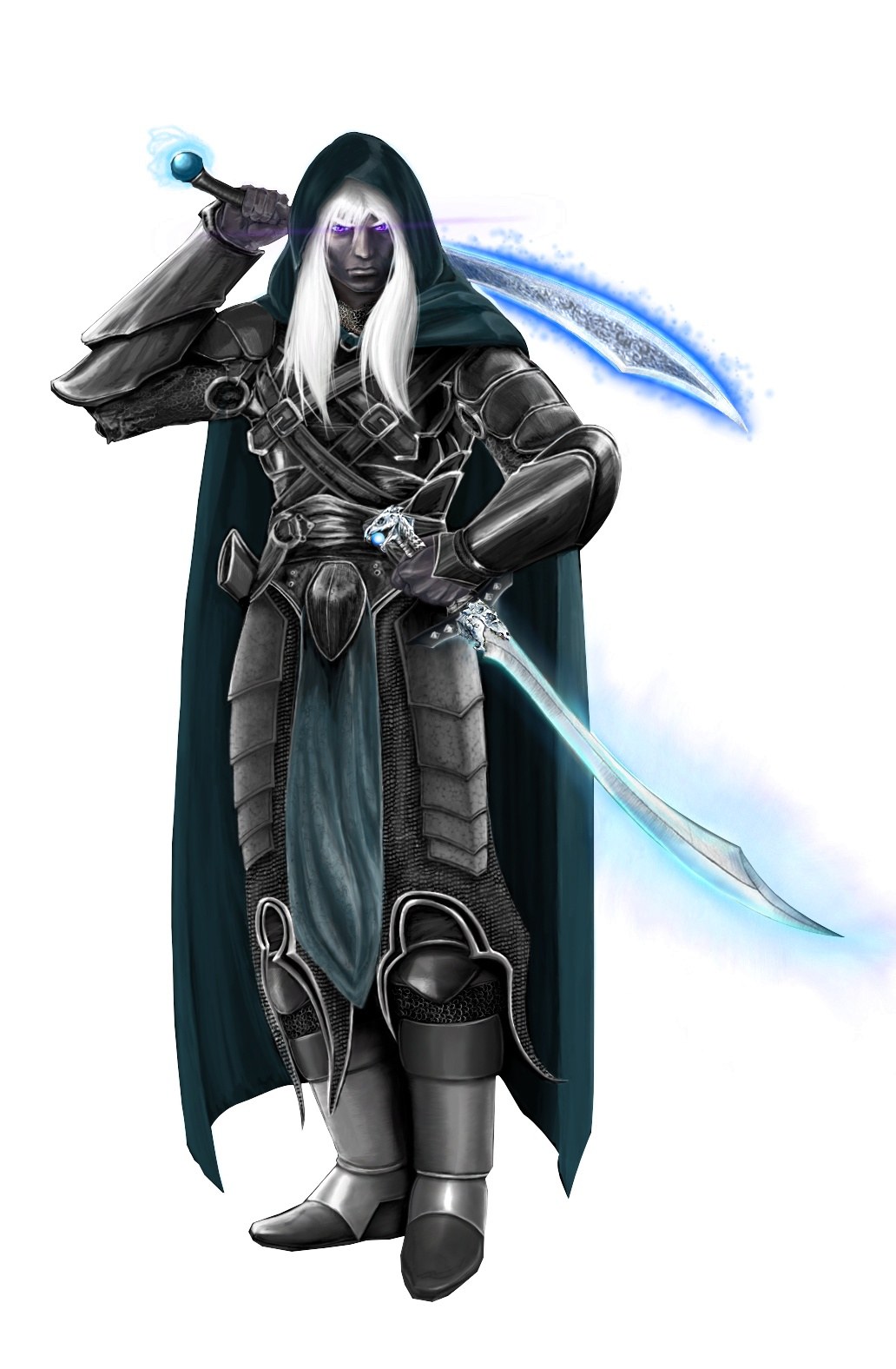 dark elf warrior with swords