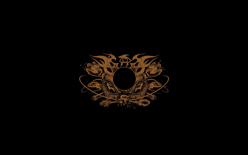 dark emblem with flames