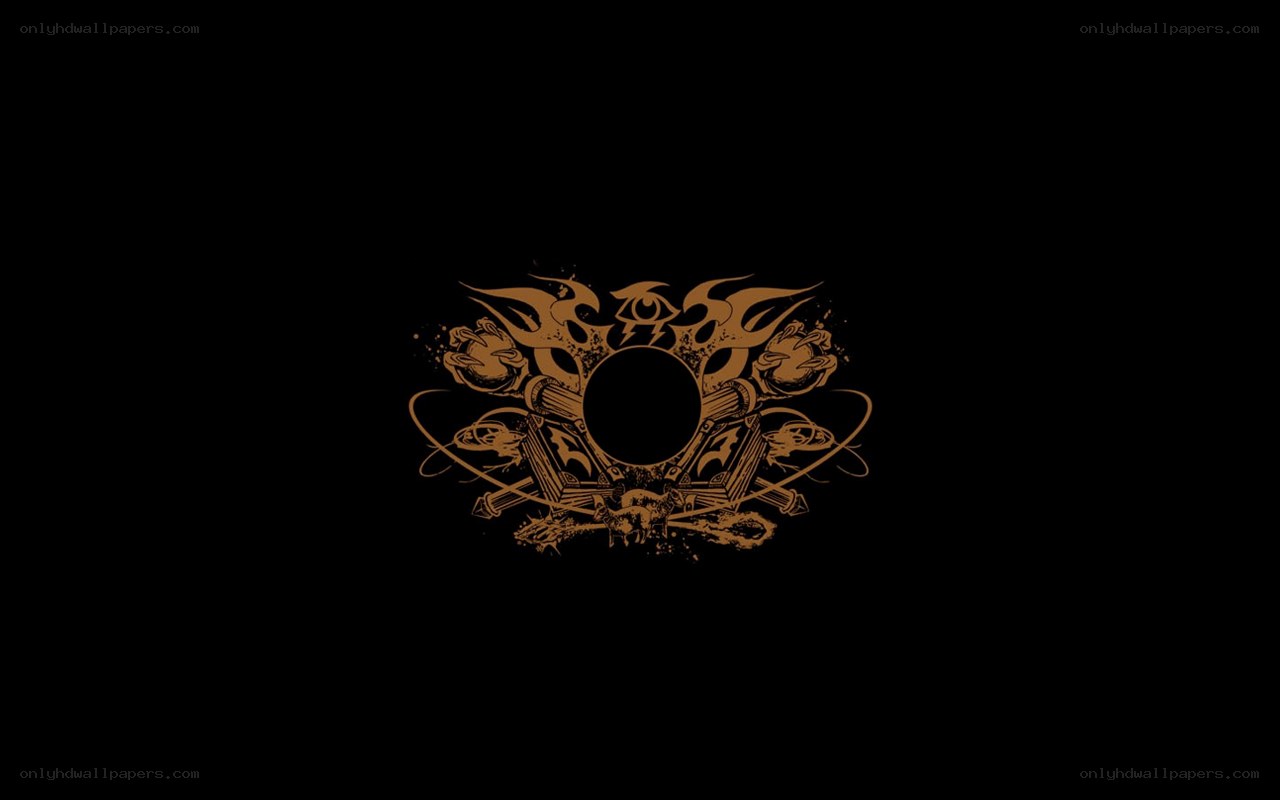 dark emblem with flames