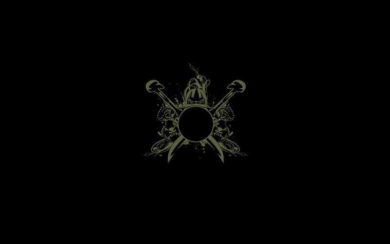 dark emblem with swords and skulls