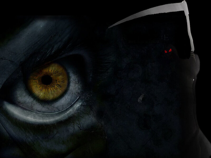 dark eye with red lights