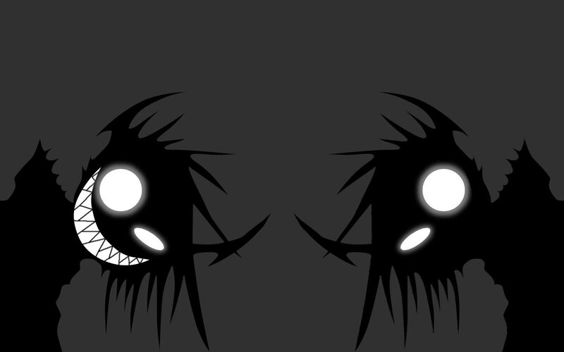 dark eyes with sharp teeth