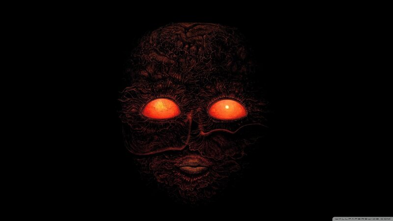 Dark Face with Glowing Eyes — Black