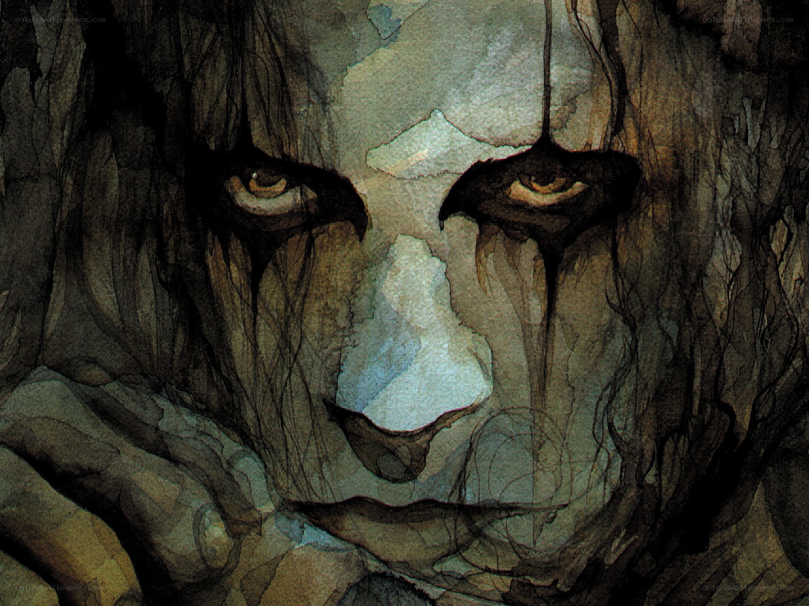 dark face with intense eyes