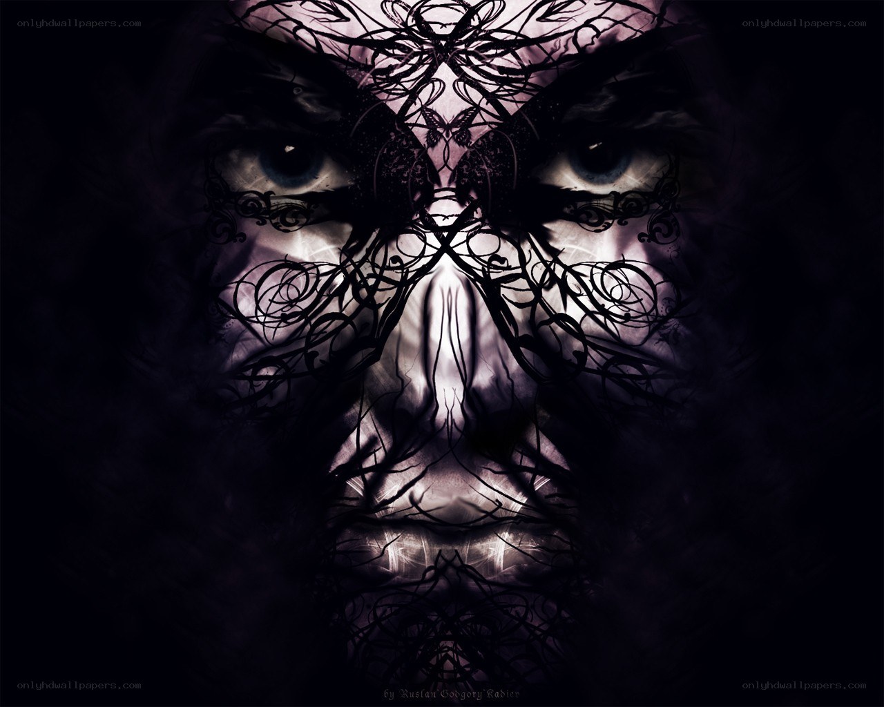 dark face with ornate mask