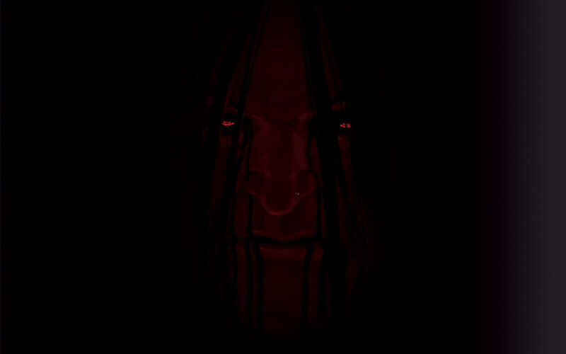 dark face with red eyes
