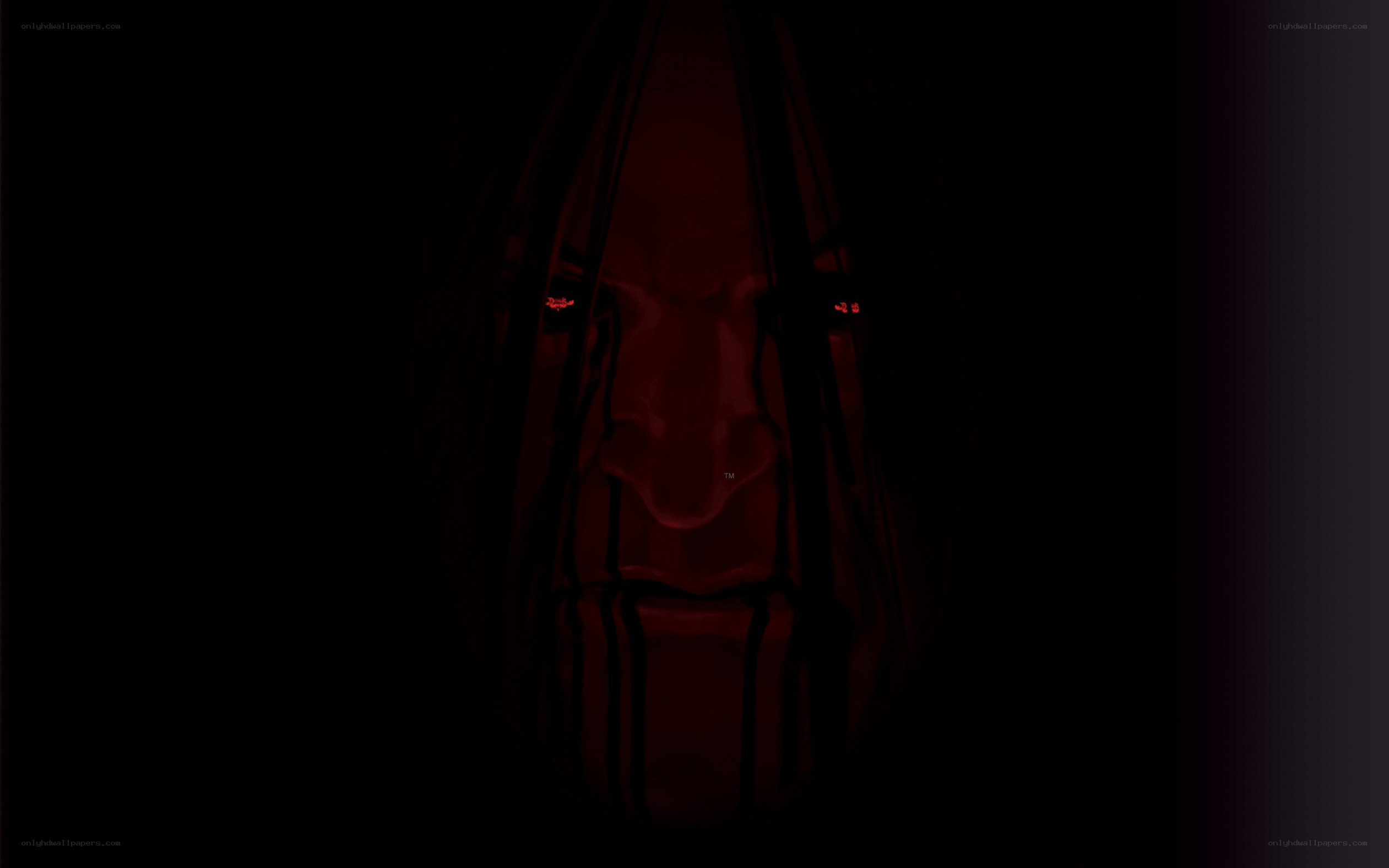 dark face with red eyes
