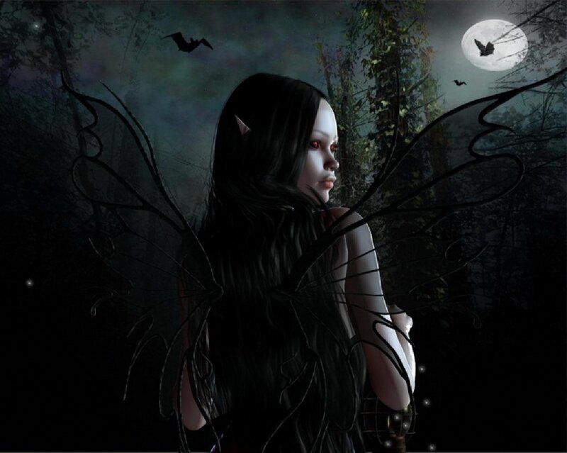 Dark Fairy in Forest — Black