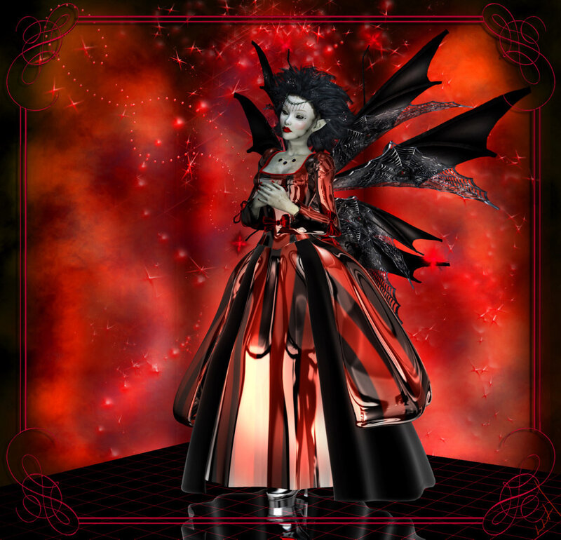 dark fairy in red gown