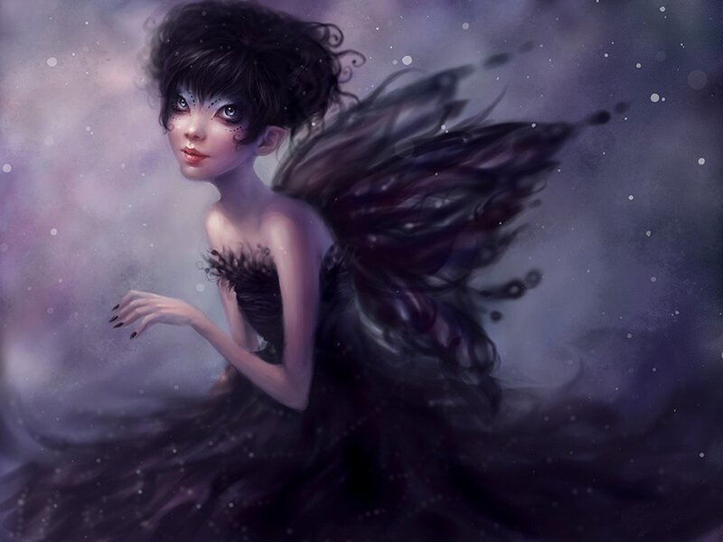 dark fairy in starry sky