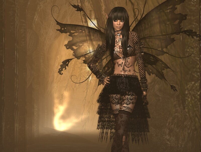 Dark Fairy with Black Wings — Dark, Mysterious